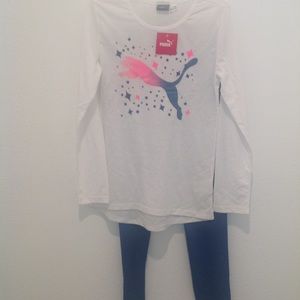 NWT Puma Girls 2 Pc Set Leggings & Long Sleeve Top